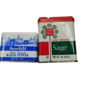 Vintage Seasoning Spice Tins Ann Page Sage Mason Royal Black Pepper 1 oz